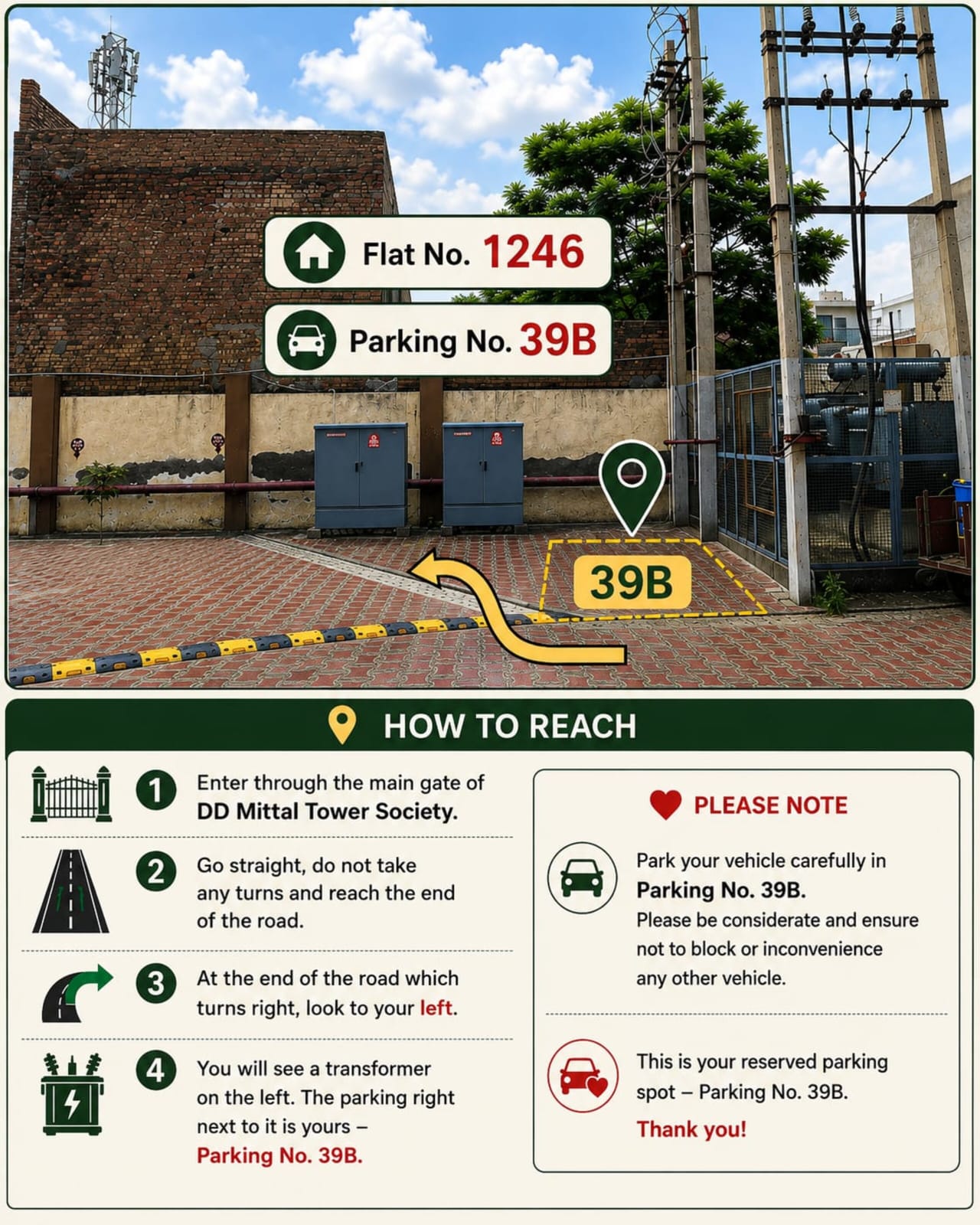 Marked parking 39B for Residence 46